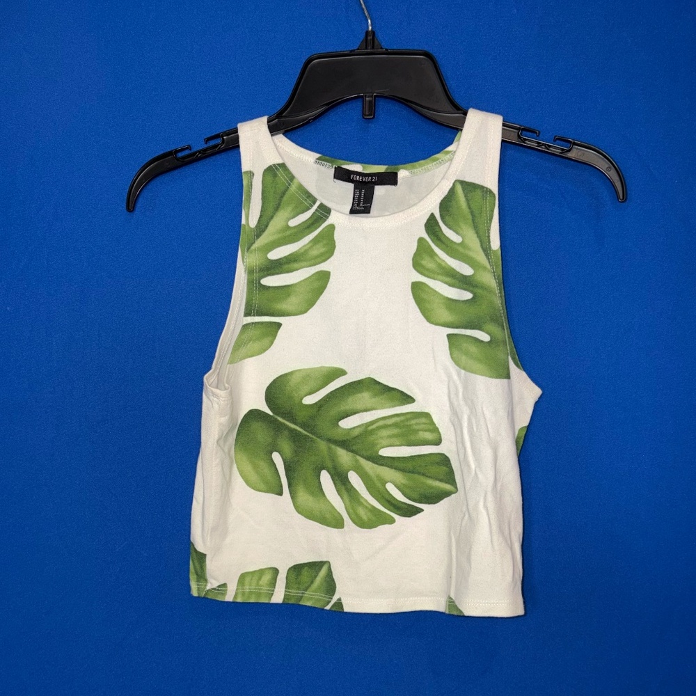 FOREVER 21 PALM PRINT CROP TOP